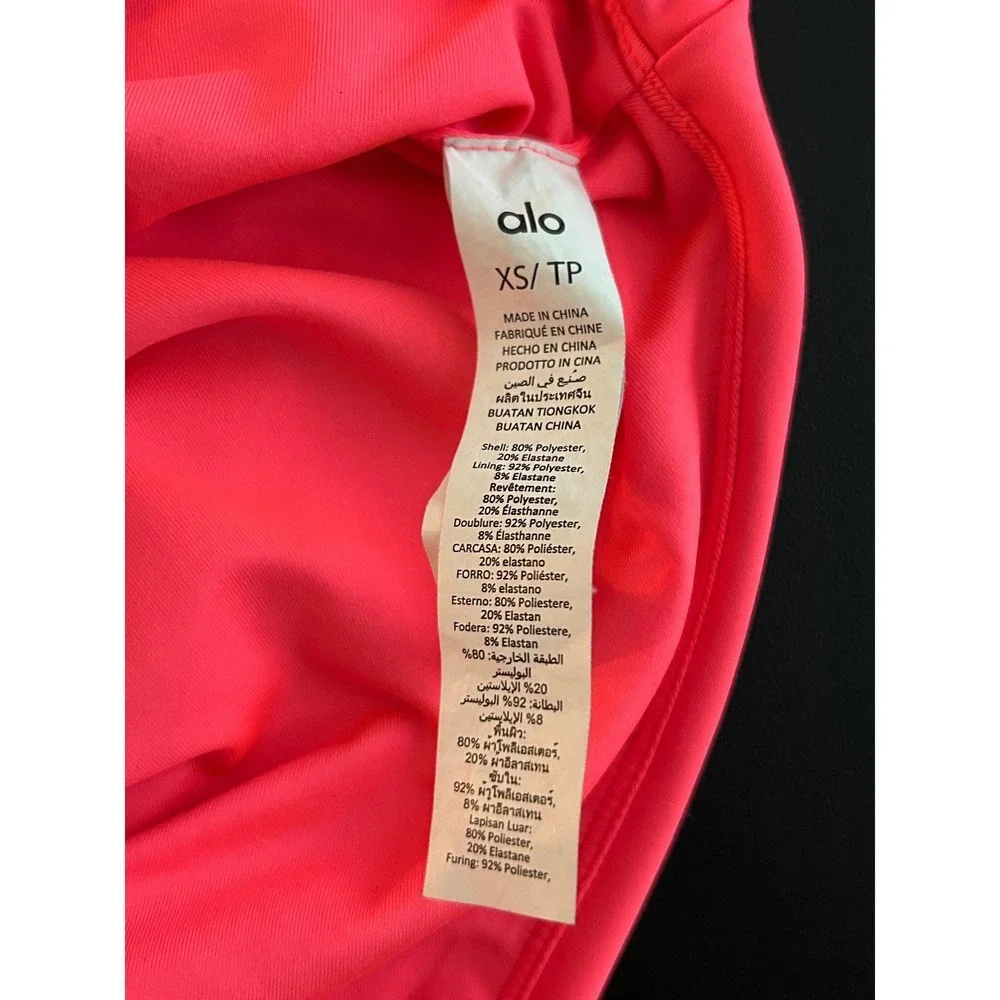 Alo Yoga Airlift Plie Bodysuit Neon Pink One Shoulder Womens XS (1215)